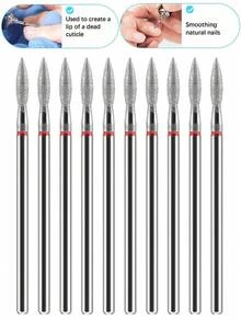 1/2/3/5/10pcs Professional Diamond Nail Drill Bit Set, Electric Nail File, Rotating Nail Grinding Head, Cuticle Cleaning, Manicure And Pedicure Tool Accessories - Red - View 1