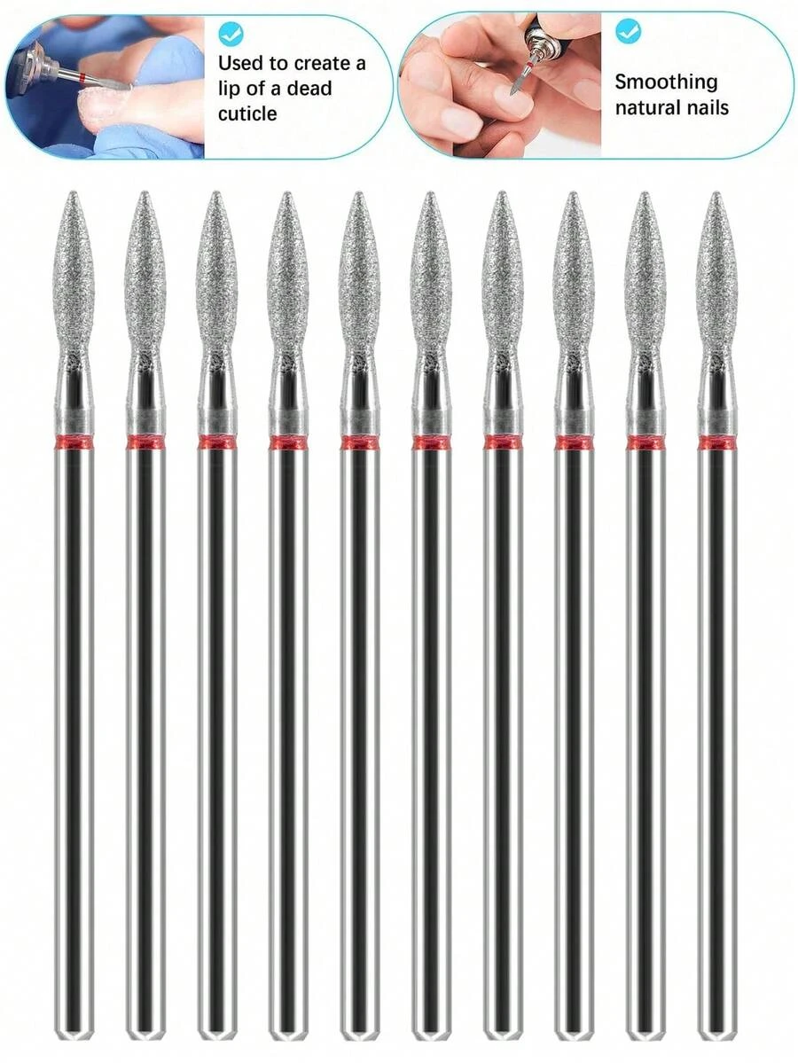 1/2/3/5/10pcs Professional Diamond Nail Drill Bit Set, Electric Nail File, Rotating Nail Grinding Head, Cuticle Cleaning, Manicure And Pedicure Tool Accessories - Red - View 1