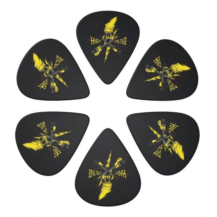 6pcs/Pack, Hip-Hop Guitar Style Pattern Design Single-Sided Printed ABS Material Guitar Picks, Unique Guitar Gift, Suitable For Bass, Electric Guitar And Acoustic Guitar, Thickness 0.96mm, Perfect Gift For Anniversary, Birthday, Friends - Multicolor - View 1