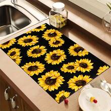 1件裝秋季向日葵圖案吸水乾燥墊，廚房裝飾咖啡機墊，洗衣房配件手工咖啡壺滴水盤，廚房地板墊，餐桌墊，廚房檯面碗盤乾燥墊，早餐墊，耐熱防滑墊滴水盤，矽藻土滴水盤，耐污超吸水廚房滴水盤，易清潔碗盤架墊，適用於廚房、餐桌、咖啡店、酒吧、節日、派對、居家裝飾、節日禮物 - 彩色 - 查看 10