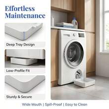 3-Piece Washing Machine Drain Pan Set, Effectively Prevents Laundry Room Floor Overflow, Includes Drainage Guide Plate And Washing Machine Switch Nut, 1 Set Solves Overflow Issues - White - View 5