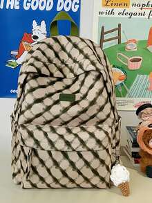 LECEY Mochila de gran capacidad a rayas para el desplazamiento diario - Verde - Ver 2