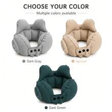 Portable Inflatable Travel Neck Pillow, Push-Button Press-Type Compression Blow Up Air Cushion, Comfortable Head & Neck Support For Airplane, Car, Long Flights, Road Trips, Office Nap, Camping, Compact Lightweight Travel Accessories - A - View 10