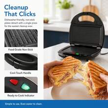 3-In-1 Sandwich Maker, Panini Press & Waffle Iron 750W,  Removable Nonstick Plates, Dual LED Indicators, Cool-Touch  Locking Handle, Easy Clean, For Grilled Cheese, Steak,  Breakfast Toast,304 Stainless Steel, Black - US A Type Plug(110-127V) - View 8