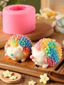 1pc/2pcs Creative Hedgehog Shaped Decorative Ornament, Fridge Magnet Mold, Silicone Material, Suitable For DIY Handmade Candle Decoration Making, Suitable For Holiday Atmosphere Decoration, Indoor Decoration Display, Fridge Magnet Model Making Mold, Reusable And Easy To Clean - White - View 6