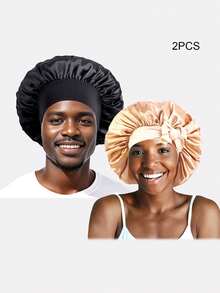 1 pieza Gorro de dormir ajustable con cinta de satén para mujer, pañuelo para la cabeza, adecuado para uso diario - Negro - Ver 20