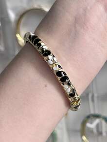 1pc Vintage Palace Style Bohemian Hand-Painted Colorful Enamel Cloisonné Bracelet, Suitable For Women And Girls Jewelry - Double Teardrop Bracelet - View 12