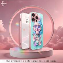 HoBa case 1 Piece Gold-Framed Skull Pattern Phone Case Tempered Glass Phone Shell Compatible With IPhone 18,17 Pro Max, Suitable For 16 Pro Max, 15 Pro Max, 14 Pro Max, Korean Fashionable And Fun Phone Shell, Compatible With IPhone 11/12/13/14/15/16/17/18 Pro Max Plus, Elegant Design Suitable For Both Men And Women, Ideal Gift For Girlfriend On Christmas, Autumn, Birthday - Mixed Color 2 - View 4