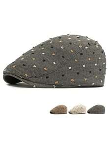 Jacquard Forward Cap Unisex All-Season Breathable Beret British Vintage Fashion Duck Bill Painter Hat - Little Jacquard Newsboy - View 1