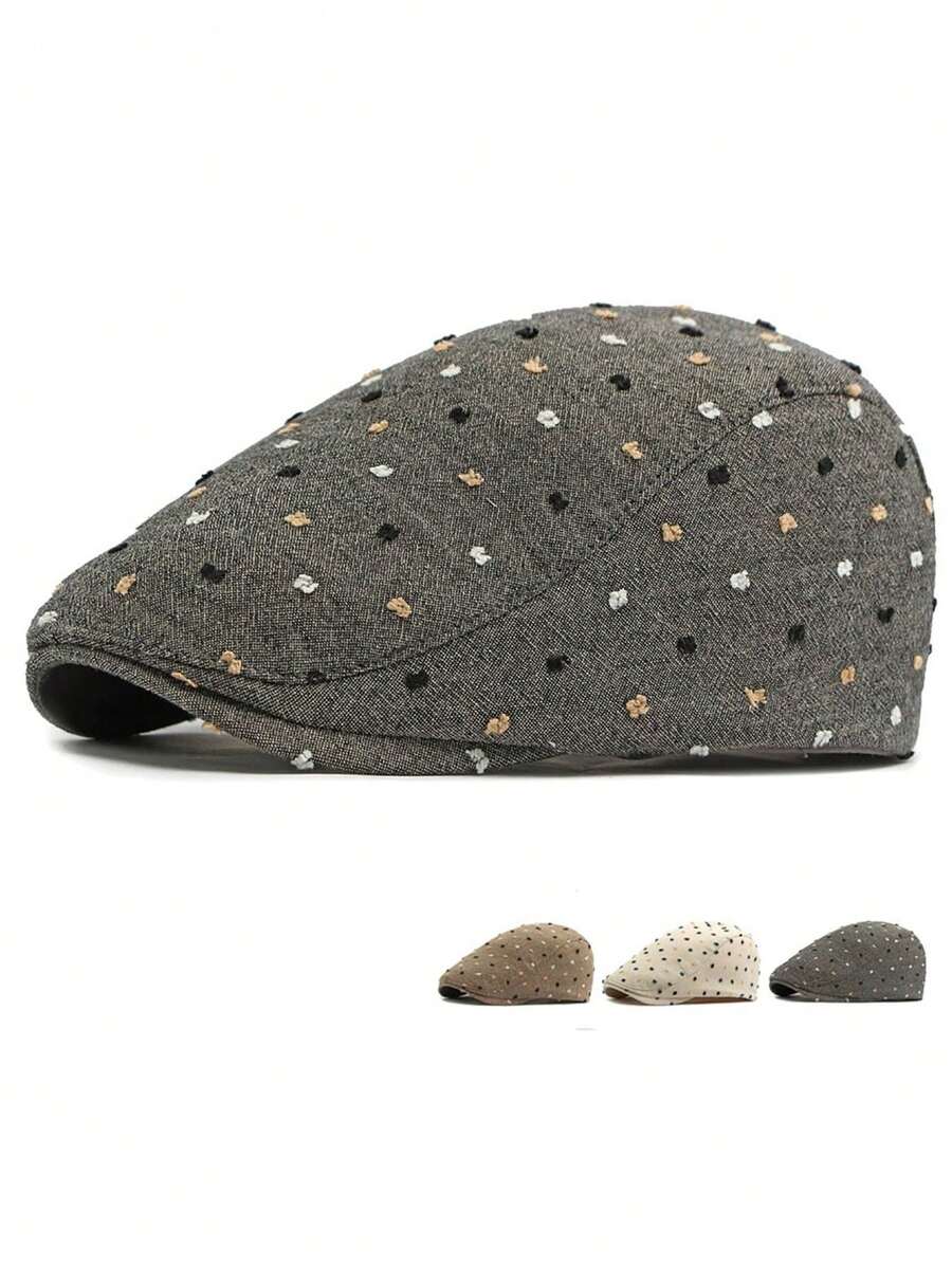Jacquard Forward Cap Unisex All-Season Breathable Beret British Vintage Fashion Duck Bill Painter Hat - Little Jacquard Newsboy - View 1
