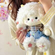 11.81inch Cute Fluffy White Sheep Wool Plush Toy - Super Soft And Skin-Friendly.Silicone Doll Full Silicone Body Plush Anime Figure Stuffed Animal Teddy Bear - Multicolor - View 2
