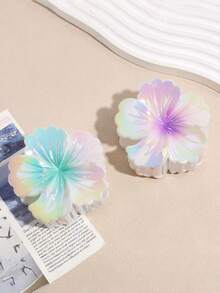 1/2/4/6pcs Women's Fashion Sweet Gradient Color Curly Heart Flower Grasp Clamp Half Tie Hair Hair Claw Headwear Hair Accessories - Multicolor - View 7