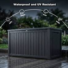 180 Gallon Large Outdoor Storage XXL Deck Box For Patio Furniture, Outdoor Cushions, Garden Tools And Sports/Pools Equipment, Waterproof Resin, Lockable, Black-XY663337 - Multicolor - View 6