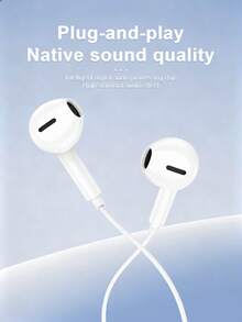 Earphone Berkabel High-Fidelity Cincin Tembaga Asli Putih dengan Mikrofon, 3.5mm, Type-C, Lightning Universal In-Ear Headphones untuk Panggilan dan Musik - View 3