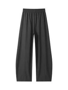 Men's Casual Straight Leg Pants, Faux Linen Texture, Solid Color, Minimalist Commuter Style, Versatile Long Pants - Black - View 3