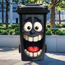 Green Monster, Flower, Hedgehog Garbage Can Stickers Waterproof PVC Outdoor Garbage Can Poster Strip Stickers 4 Sizes - 1PC - View 7