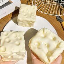 1pc 3D Porous Cheese Shaped Stress Relief Squeeze Toy, Soft Skin-Friendly Non-Flaking Stretchable, Relieves Workplace Tension, Atmospheric Desktop Decor Ornament, Portable For Men And Women Commute, Relaxing Toy For Solitude - Multicolor - View 3