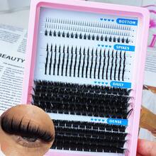LIMEIKAI 120D-150D 3D Thick Fluffy Faux Mink Eyelash Clusters 10-18mm, Includes 5mm/6mm/7mm Lower Lash DIY Cluster Lash Tray, Multi-Layer Dense Russian Volume Lash Extensions DIY Single Clusters - Black - View 6