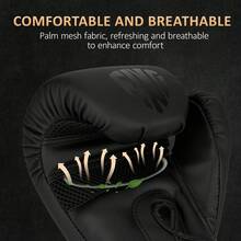 Guantes de Boxeo FIVING Negro Puro Cool, Protección de Mano de PU con Absorción de Impactos, Opciones de 4/6/10/12/14oz, Adecuados para Niños, Adolescentes, Hombres y Mujeres Adultos, Perfectos para Gimnasio, Entrenamiento en Casa, Muay Thai, MMA, Kickboxing y Sparring - Negro - Ver 5