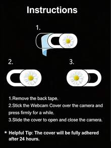 Cute Floral Pattern Sliding Webcam Cover – Ultra-Thin Privacy Shield For Laptops, Desktops, And Smartphones – Ideal For Back-To-School And Office Use - Multicolor - View 5