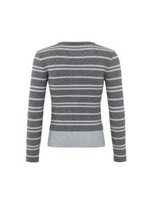 Autumn/Winter 2 In 1 Colorblock Striped Button Design Slim Fit Flattering Sweater - Grey Stripes - View 7