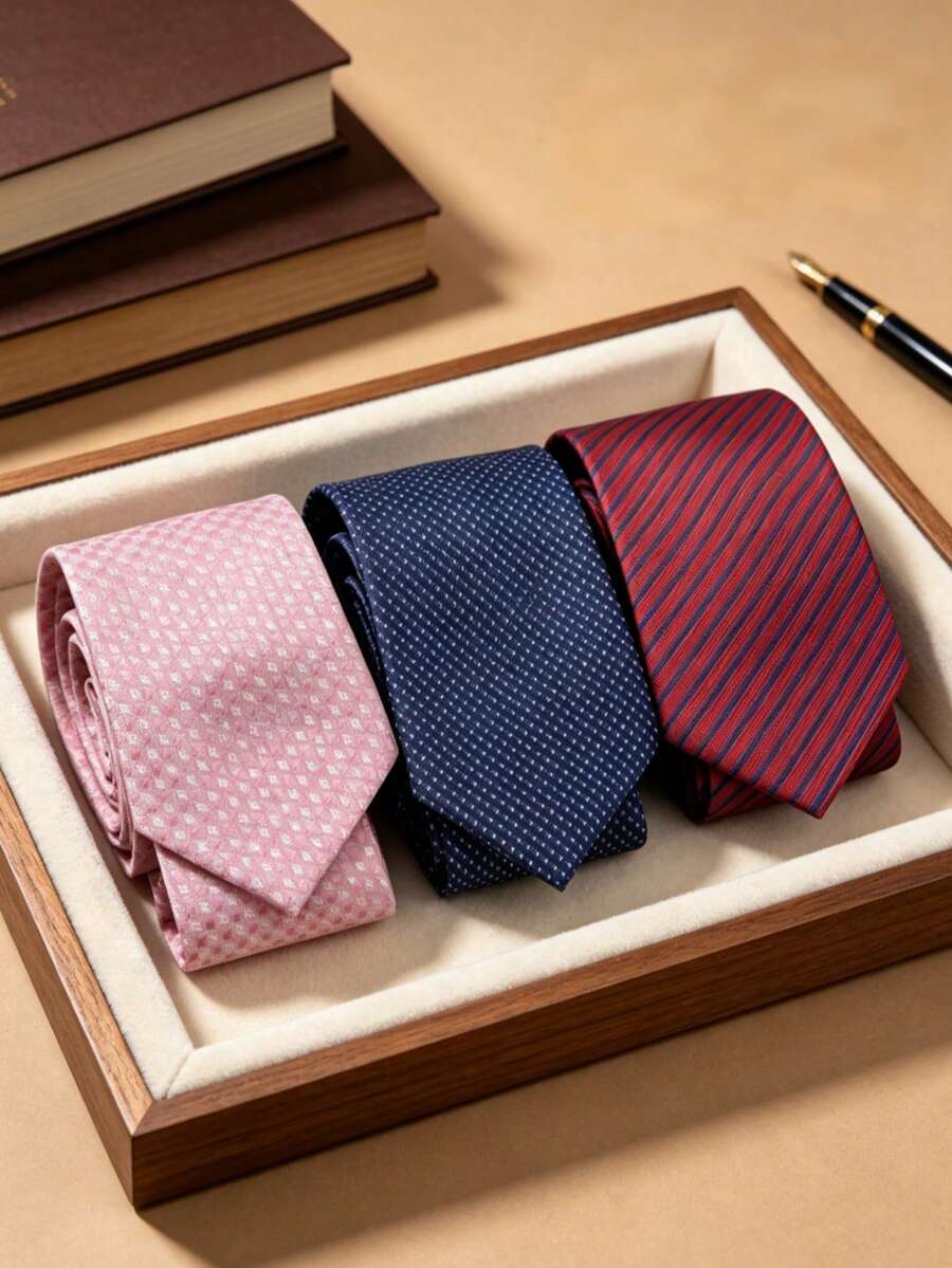 1 pièce Cravate rayée pour hommes, haute densité 1200 aiguilles, style business décontracté formel haut de gamme, convient pour les mariages, les fêtes, les événements scolaires, le port quotidien - Multicolore - Voir 1