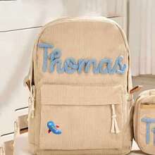 Ransel Nama Kustom dengan Motif Kotak-kotak Stroberi, Ransel Perjalanan Kapasitas Besar dengan Kompartemen Laptop - MultiWarna - View 13