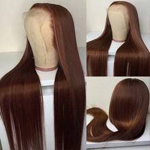 Uveous Chocolate Brown Glueless Lace Front Wigs Human Hair 13X4 Straight Lace Frontal Human Hair Wigs Pre Plucked Hairline 4# Colored Brown Frontal Wigs Human Hair 26 Inch - S4 - 查看 5