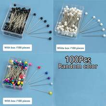 100/200/300Pcs Positioning Sewing Pins With Faux Pearl Heads, Straight Quilt Pins, Multi-Color Ball Head Pins, With Hanging Plastic Storage Box, Suitable For DIY Sewing Crafts, Clothing Making, Jewelry Decoration And Fabric Production. - Multicolor - View 22