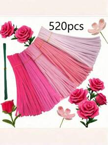 Pink Gradient Upgraded Encrypted Pipe Cleaner Handmade Set, Perfect For Making Fresh Flower Crafts, Artificial Floral Arrangements, Valentine's Day, Mother's Day Gifts, World Cup, Back To School, Graduation Gifts, Holiday Decorations - Multicolor - View 14