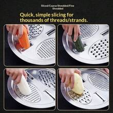 3 Piezas Juego de Preparación de Cocina de Acero Inoxidable: Rallador Integrado, Colador Multifunción y Tazón con Sistema de Drenaje para Lavar, Rebanar Frutas, Verduras y Queso - Multicolor - Ver 7