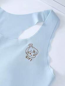 5 piezas/Set Ropa interior para niñas en pubertad con copa fija, diseño delgado sin aros, cobertura completa, top de una pieza ligero, ropa interior de verano para estudiantes - Multicolor - Ver 6