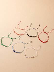 6pcs Girls Fashion Versatile Casual Eye Decor Braided Bracelets - Multicolor - View 4