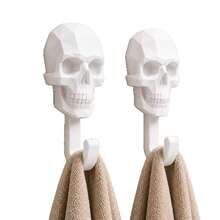 2pcs New Polygon Skull Robe And Towel Hook Set, Creative Gothic Style Geometric Skull Wall Hooks, Suitable For Bathroom, Bedroom, Entryway And Living Room Decoration, Multi-Functional Storage Rack - Multicolor - View 5