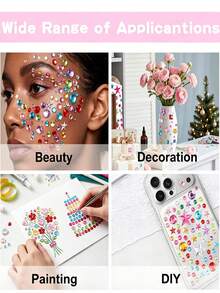 4/1pc Shiny Gem Stickers, Self-Adhesive Face Glitter Accessories, Ideal For Music Festivals, DIY Crafts And Concert Makeup. Easy To Apply, They Can Be Attached To Your Face, Body And Nails, Perfect For Party Stage Makeup Looks. - View 4