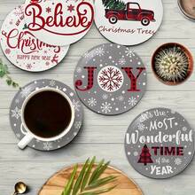 Merry Christmas PET Coasters, Christmas Pattern Design Heat-Insulating Coasters, Hand Washable, Affordable, Suitable For Event And Party Decoration, Table Centerpiece, Halloween, Christmas, Thanksgiving Holiday Decor - PET-325 - View 10