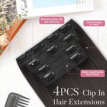 MECRY Curly Hair Clip Set, 4pcs, 16 Inch, Soft Natural Hair, Lace Braided Curly Hair Clip, Invisible Design, Suitable For Women - S1 - View 3