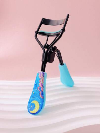Green Oil Painting Handle Eyelash Curler, Easy To Shape Without Pinching Skin, Essential For Curling Eyelashes, Travel Portable, Vanity Table Must-Have, Bedroom Practical, Affordable Makeup, Holiday Essential, Gift For Women