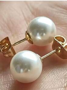 1 Pasang Anting Mutiara Mewah Premium Wanita, Serbaguna dan Unik - Emas - View 2