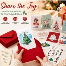10pcs Unique Cute Christmas Greeting Card Set - With Red Envelopes & Stickers - Christmas Stocking Stuffer/Secret Santa Exchange Gift, Back To School - Multicolor - View 7