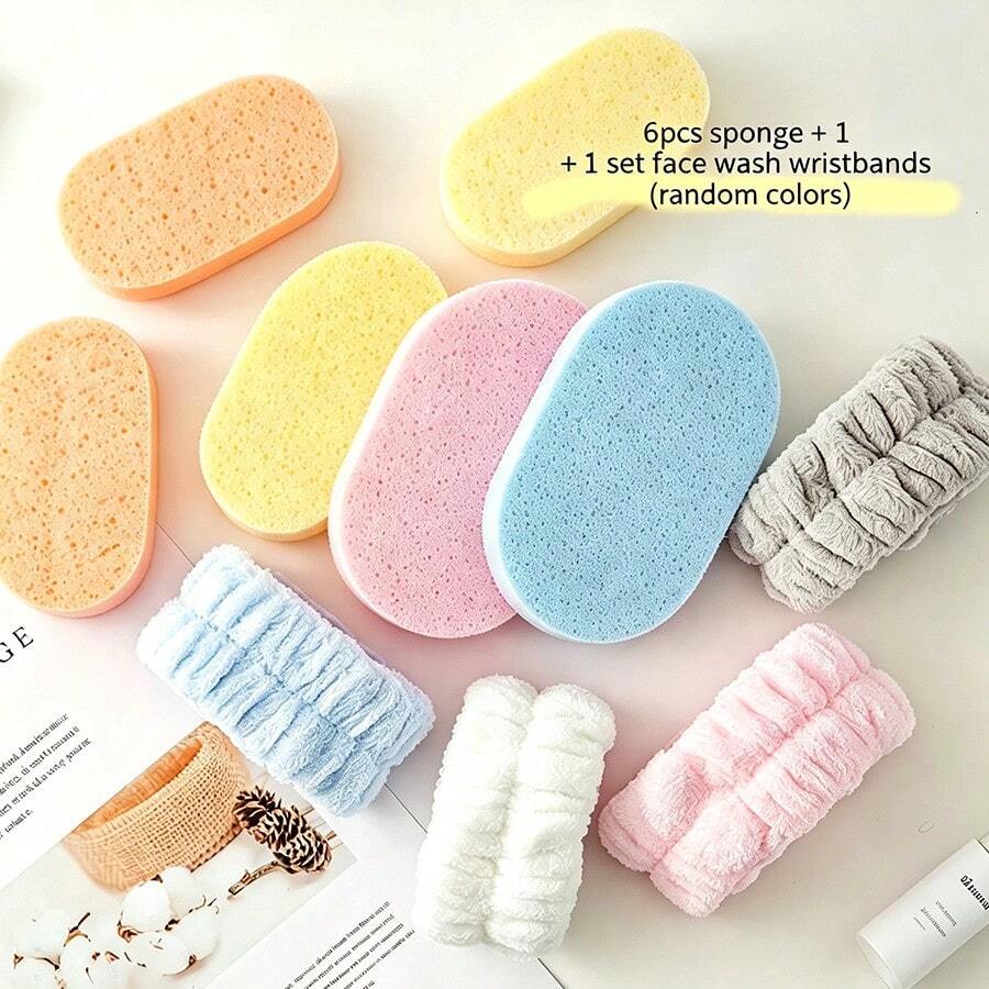 Puff de Limpeza de Algas Marinhas, Puff de Esponja PVA para Lavar o Rosto, Puff de Pó de Maquiagem, Puff de Limpeza para Lavar o Rosto, Puff Removedor de Maquiagem - Multicolorido - Visão 1