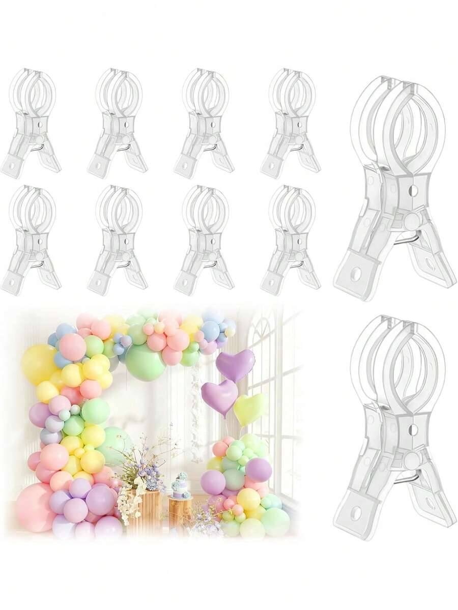 5/1pc Transparent Plastic Balloon Arch Clips Spring Clips Background Balloon Garland Strip Banner Reusable Tie Tool Handmade Holiday Wedding Birthday Party Gift Supplies Decoration Essentials Large Bedding Clips Drying Clips - A - View 1
