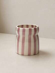 1pc Ceramic Striped Storage Canister, Tableware Organizer, Knife Holder, Eyebrow Pencil Makeup Tool Holder, Multiple Color Striped Patterns, Suitable For Kitchen Storage, Tableware Organization, Home Decor And Holiday Gifts - View 12