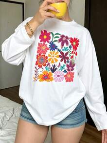 Plus Size Women Long Sleeve T-Shirt Design Your Own Personalized Printed T-Shirt Sports White - White - View 2
