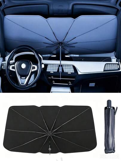 Car Front Windshield Sun Shade, Anti-UV Heat Insulation Sunshade, Light Blocking Curtain, Car Interior Windshield Sun Umbrella