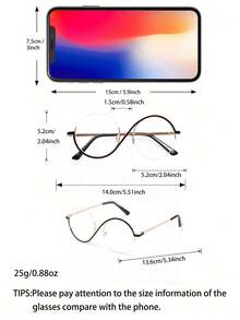 1pc/2pcs Women's S Half-Frame Exquisite Personalized Fashion Accessory, Charming Elegant Clear Lens Glasses, Suitable For School, Party, Dance And Daily Wear, Valentine's Day Gift - Clear - View 5