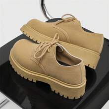 Men's Formal Shoes Four Seasons Low-Top Derby Shoes, Men's Retro Work Shoes Thick Sole Height-Increasing Versatile Shoes, - Khaki - View 2