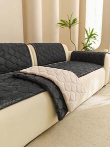 1pc Geometric 3D Solid Color Corduroy Quilted Sofa Cushion, Minimalist Style, Non-Slip Back, Pet-Friendly, Soft Multi-Functional Anti-Dirt Anti-Dust, Holiday Decor Sofa Cushion, Backrest Cover Armrest Cover Universal, All-Season Sofa Cover - Dark Grey - View 3