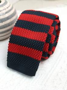 1pc Knitted Striped Handmade Tie, Suitable For Casual, Street, Business, Party, Gift, Daily, Wedding - Multicolor - View 13