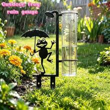 Rostiger Frosch Outdoor Regenmesser, Vintage Eisen Gartenstecker mit Glas Messbecher, dekorativ und funktional - Frosch - Übersicht 6
